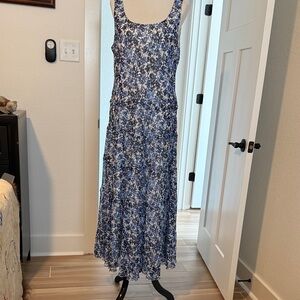 NWT Jones NY Floral Blue Sleeveless Maxi Dress